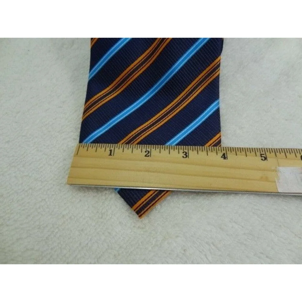 Paul Smith Tie Mens One Size Blue Striped Silk Orange Blue Classic Necktie